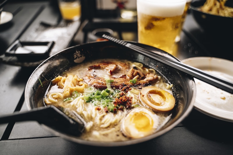 Bowl of tonkotsu shoyu ramen with chashu pork and soft-boiled egg